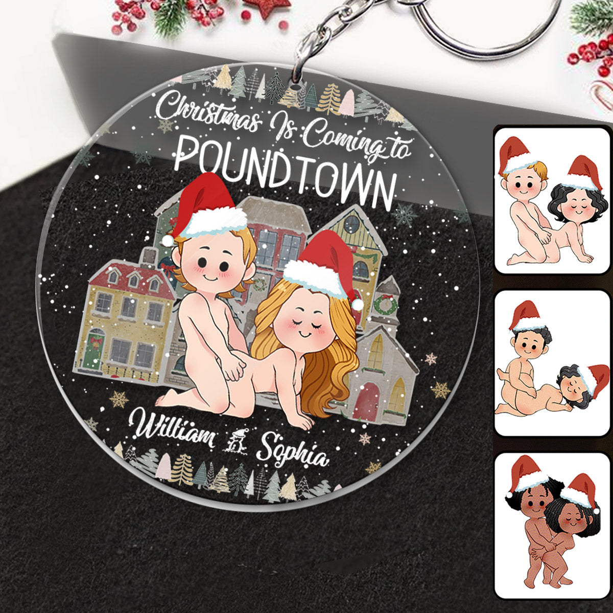 Christmas is Coming to Poundtown - gift for boyfriend, girlfriend, wife, husband - Personalized Transparent Keychain