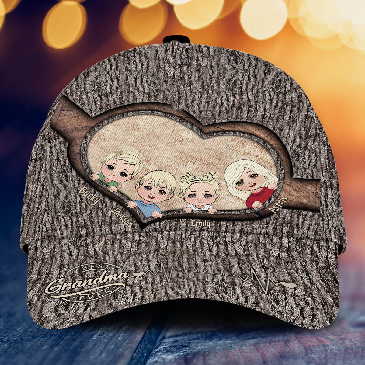 Whenever You Touch This Heart - Gift for dad, grandma, grandpa, mom, uncle, aunt, brother, sister - Personalized Classic Cap