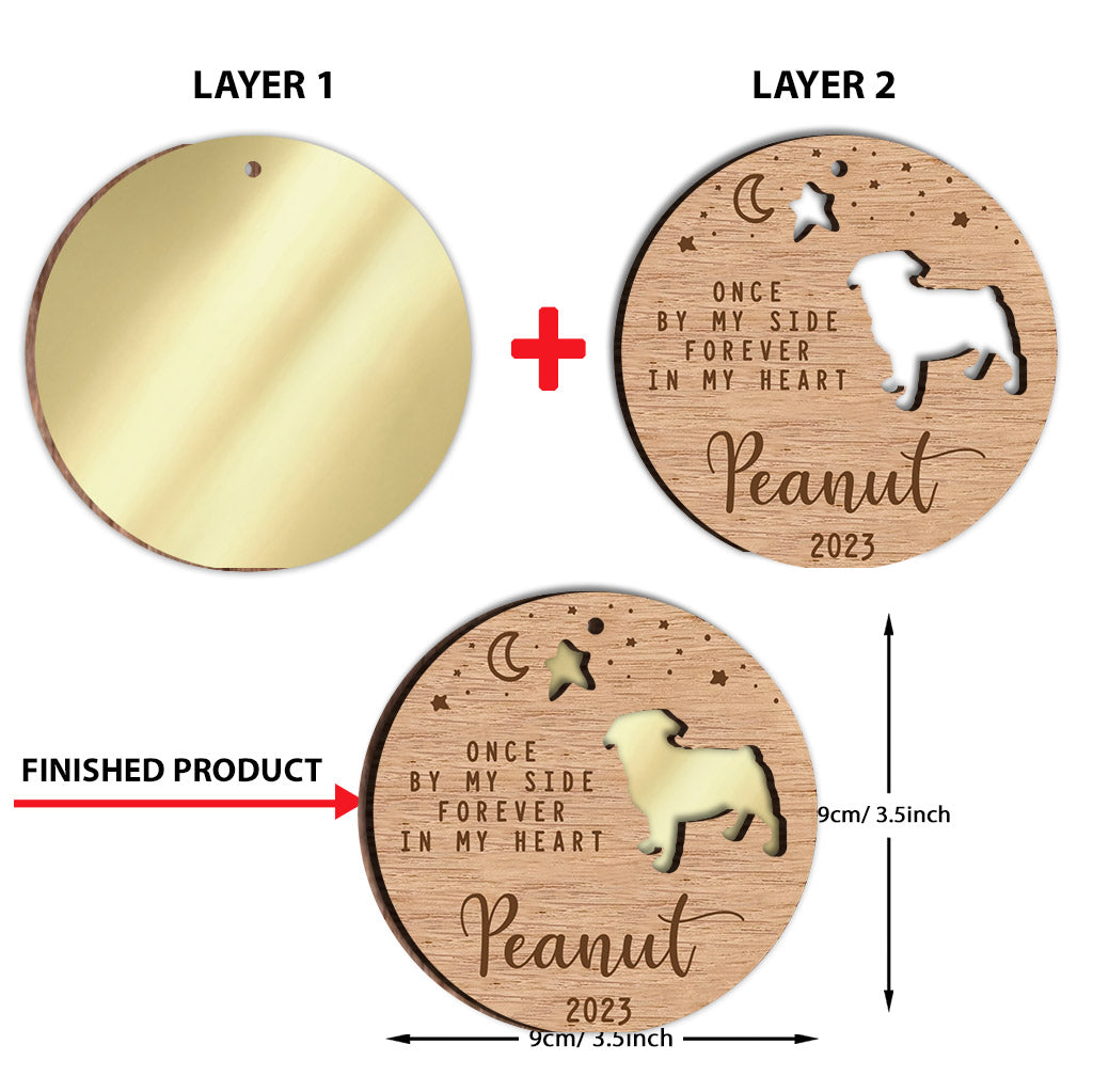 Once By My Side Forever In My Heart - Personalized Dog Mirrored Wooden Ornament