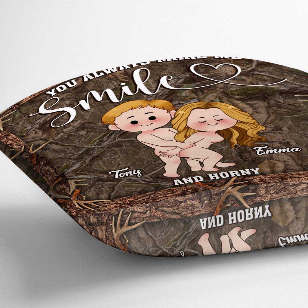 You Make Me Smile - Personalized Hunting Throw Pillow