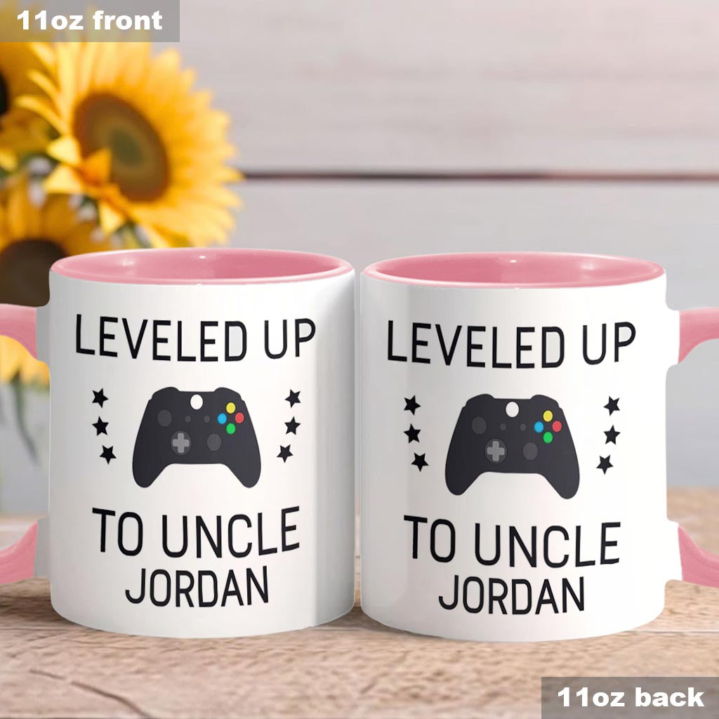 Leveled Up To Uncle - Personalized Uncle Accent Mug