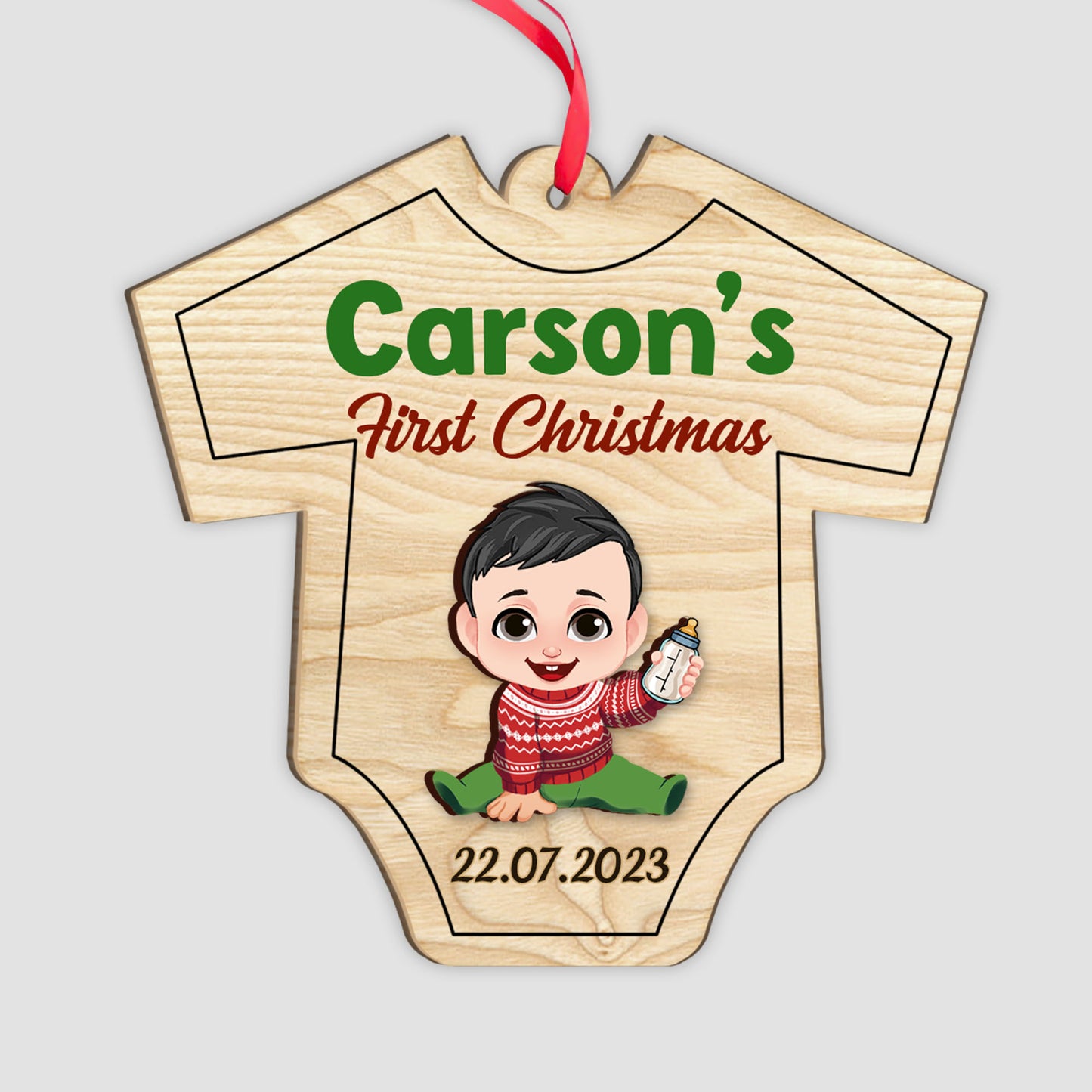 The Frist Christmas - Personalized Newborn 2 Layered Piece Ornament