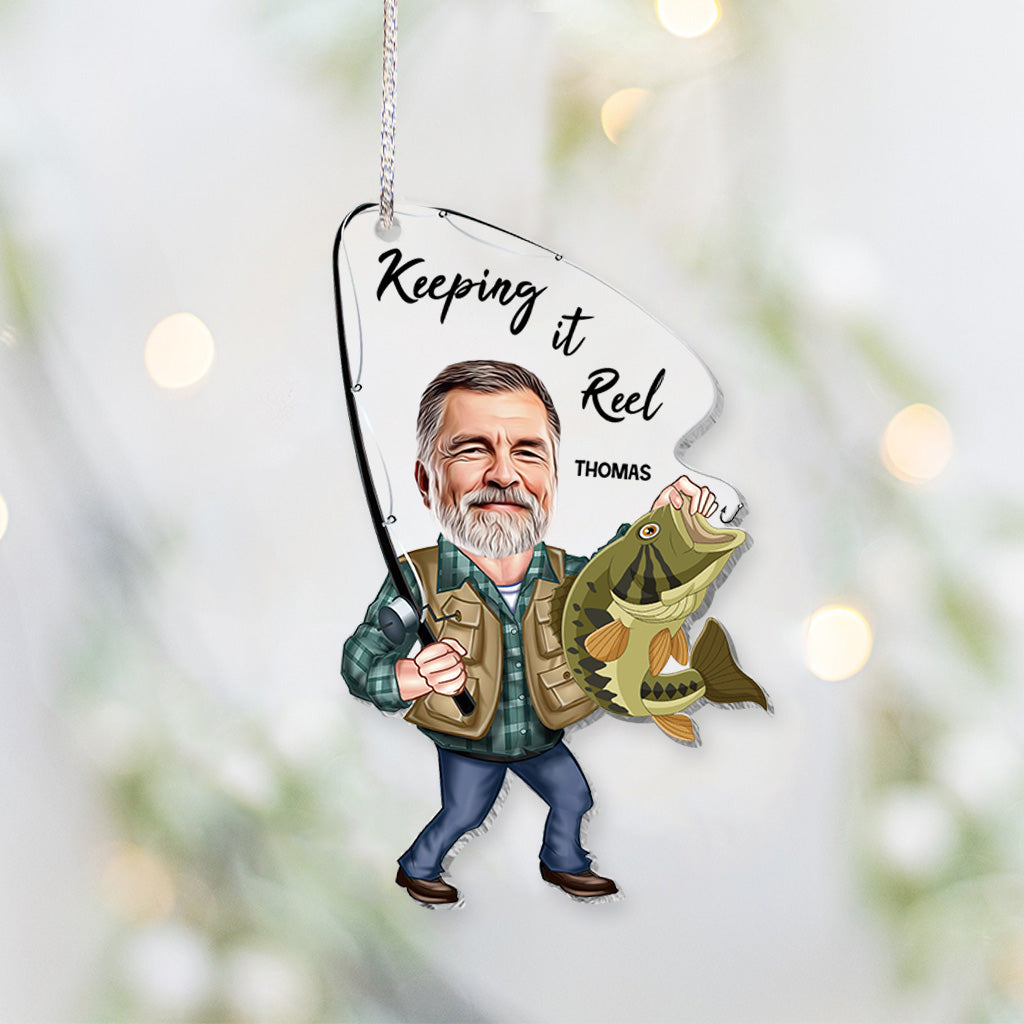 Photo Inserted Funny Fishing Keeping It Reel - Personalized Fishing Transparent Ornament