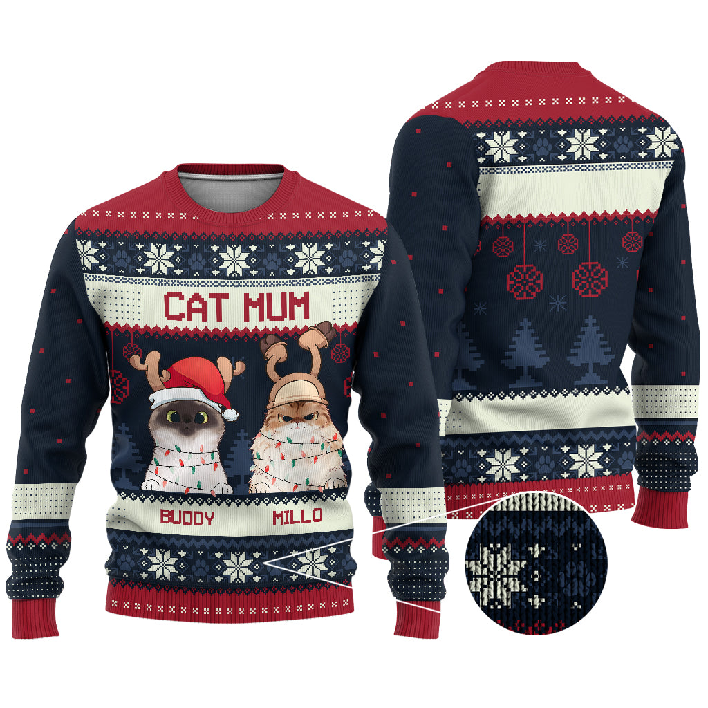 Meowy Christmas - Personalized Cat Ugly Sweater