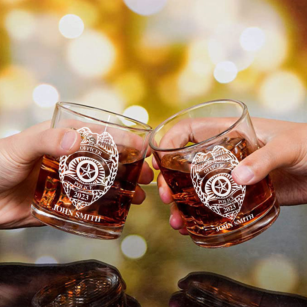 Police Officer - Personalized Police Officer Rock Glass