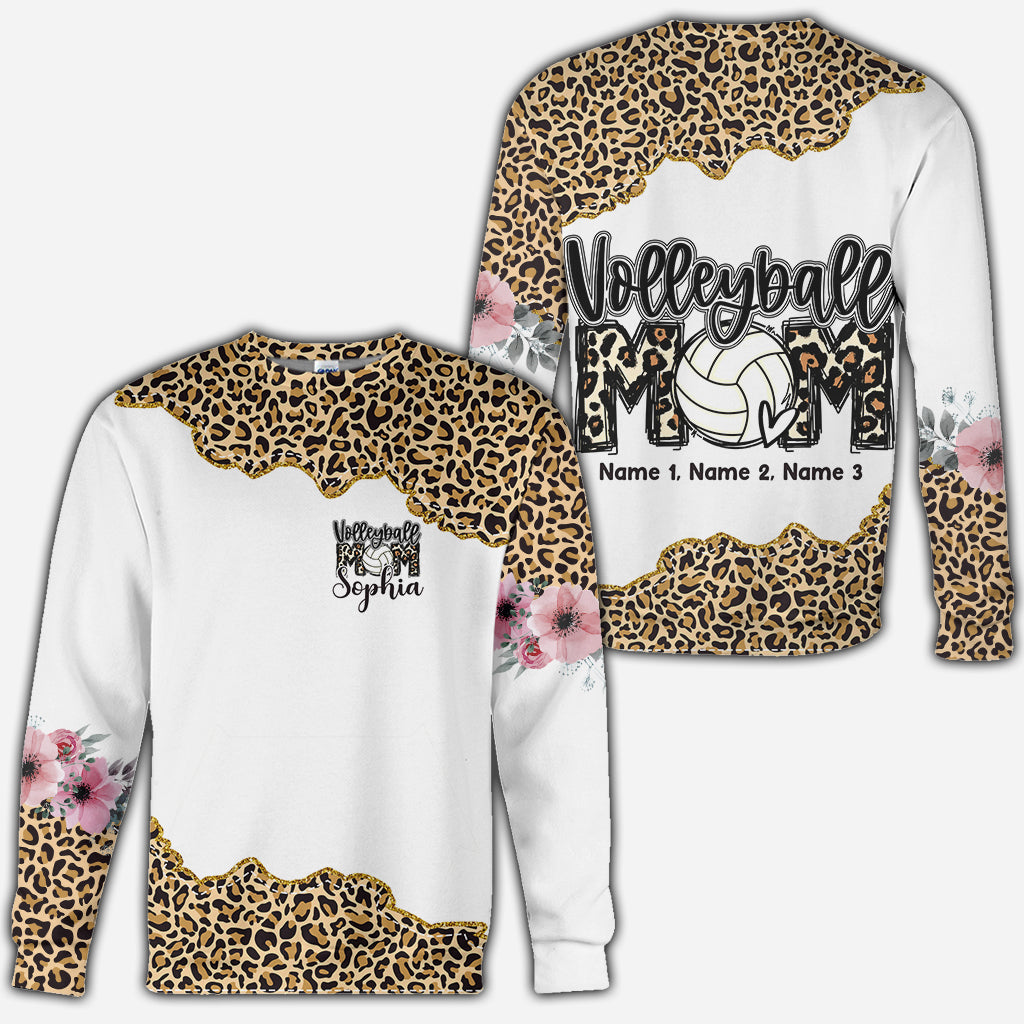 Volleyball Mom Leopard - Personalized Volleyball All Over Shirt