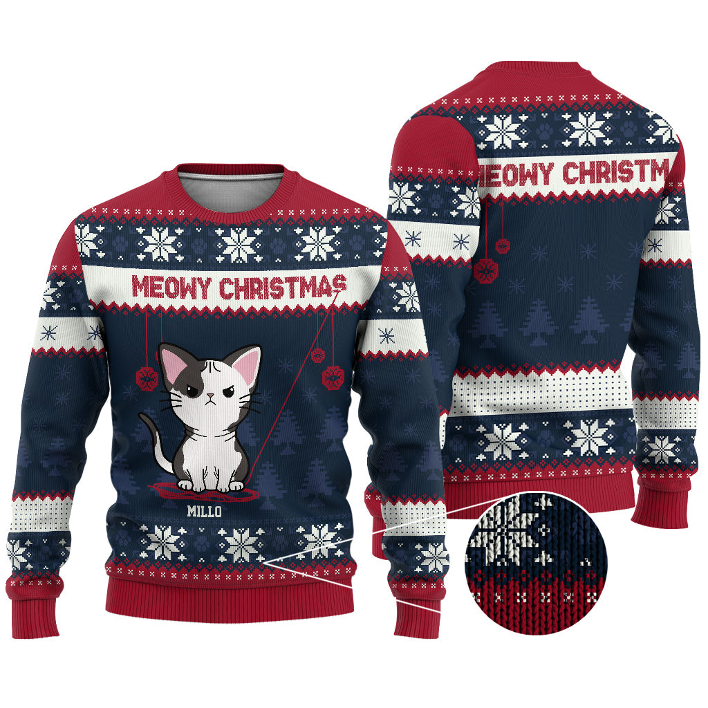 Merry Christmas - Personalized Cat Ugly Sweater