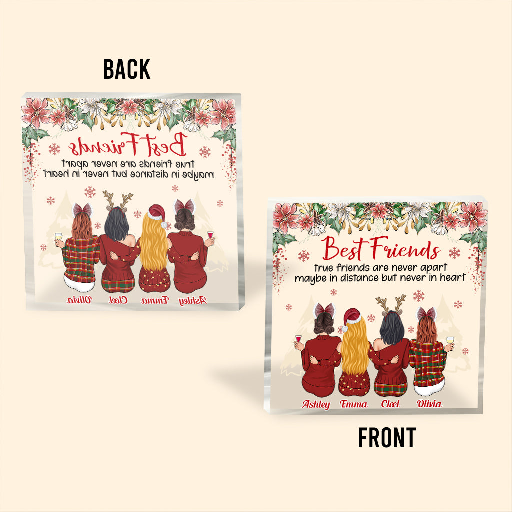 True Friends Are Never Apart - Personalized Bestie Custom Shaped Acrylic Plaque