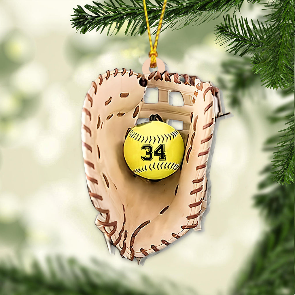 Love Baseball - Personalized Softball Ornament