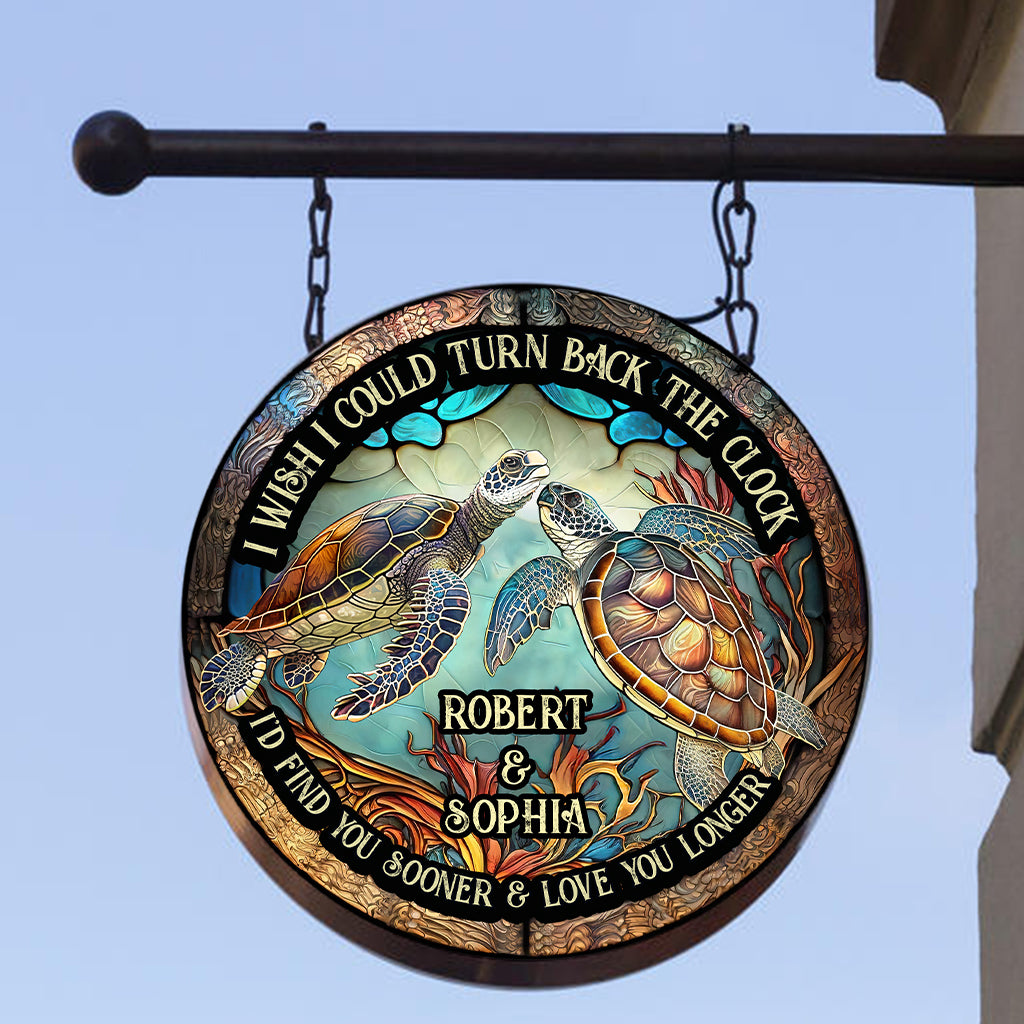 Turn Back The Clock - Personalized Turtle Round Metal Sign