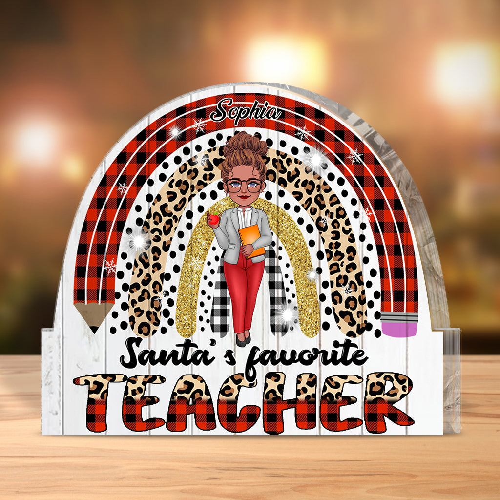 Santa's Favorite Teacher - Personalized Teacher Custom Shaped Acrylic Plaque