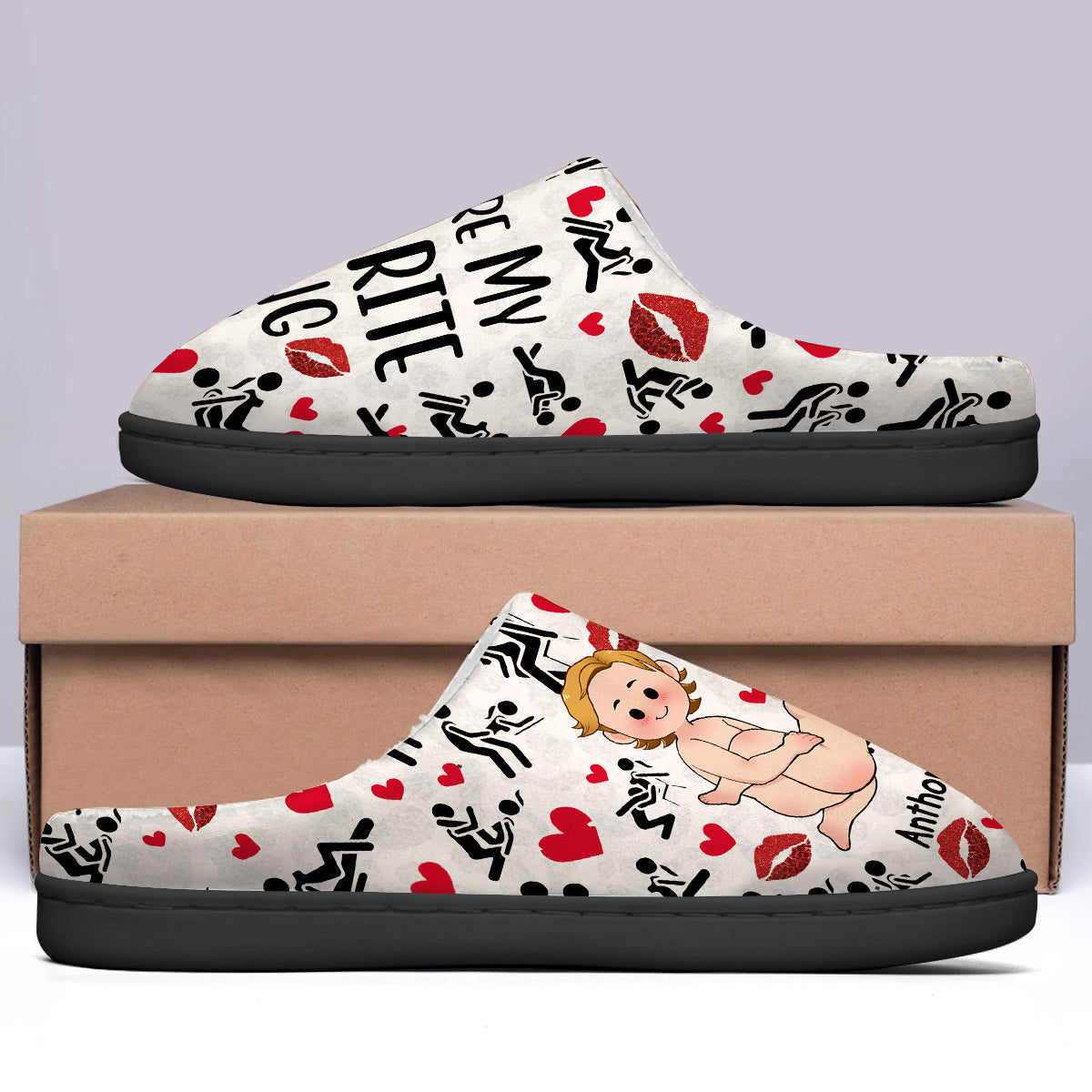 You Are My Favorite Thing To Do - Personalized Couple Slippers