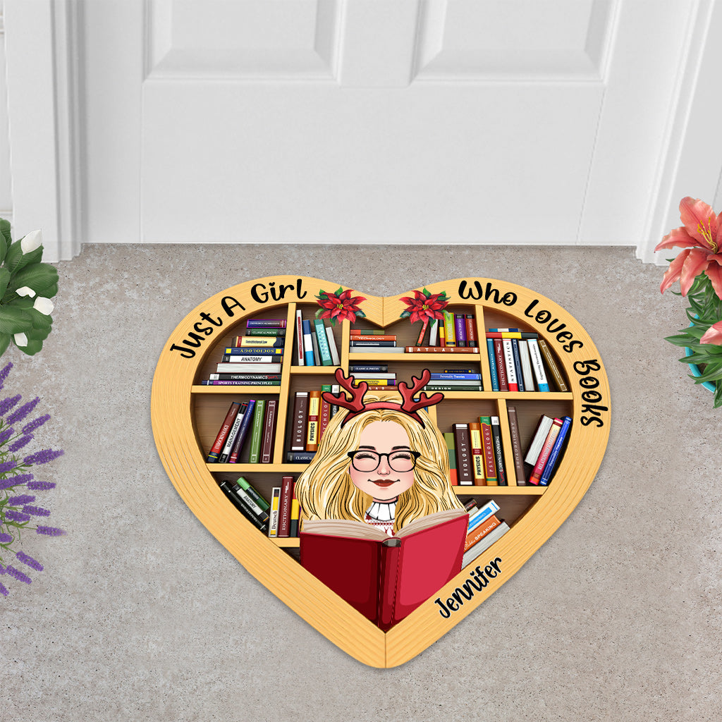 Just A Girl Who Loves Book - Personalized Book Shaped Doormat