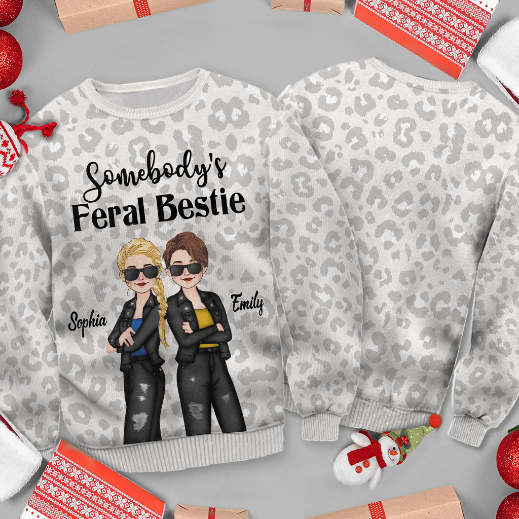 Somebody's Feral Bestie - Gift for friend - Personalized Ugly Sweater