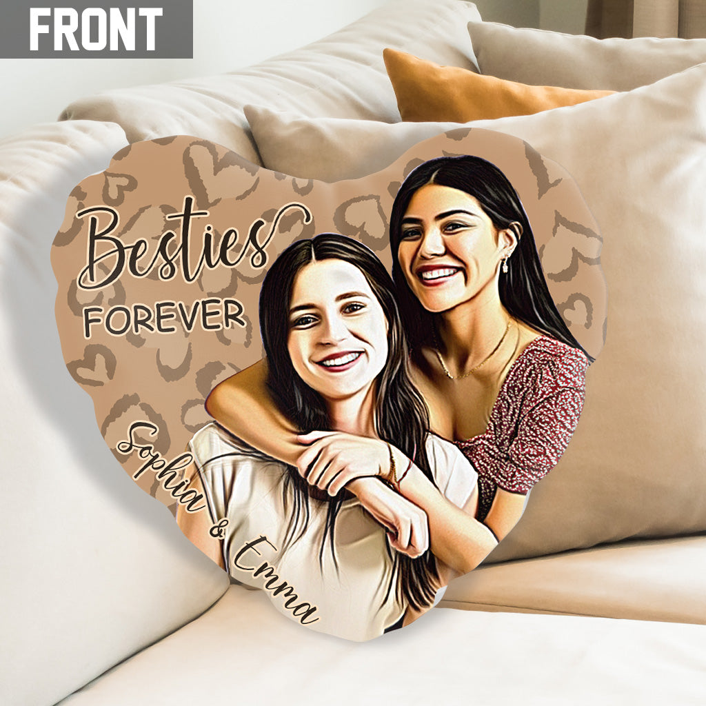 Besties Forever - Personalized Bestie Shaped Pillow