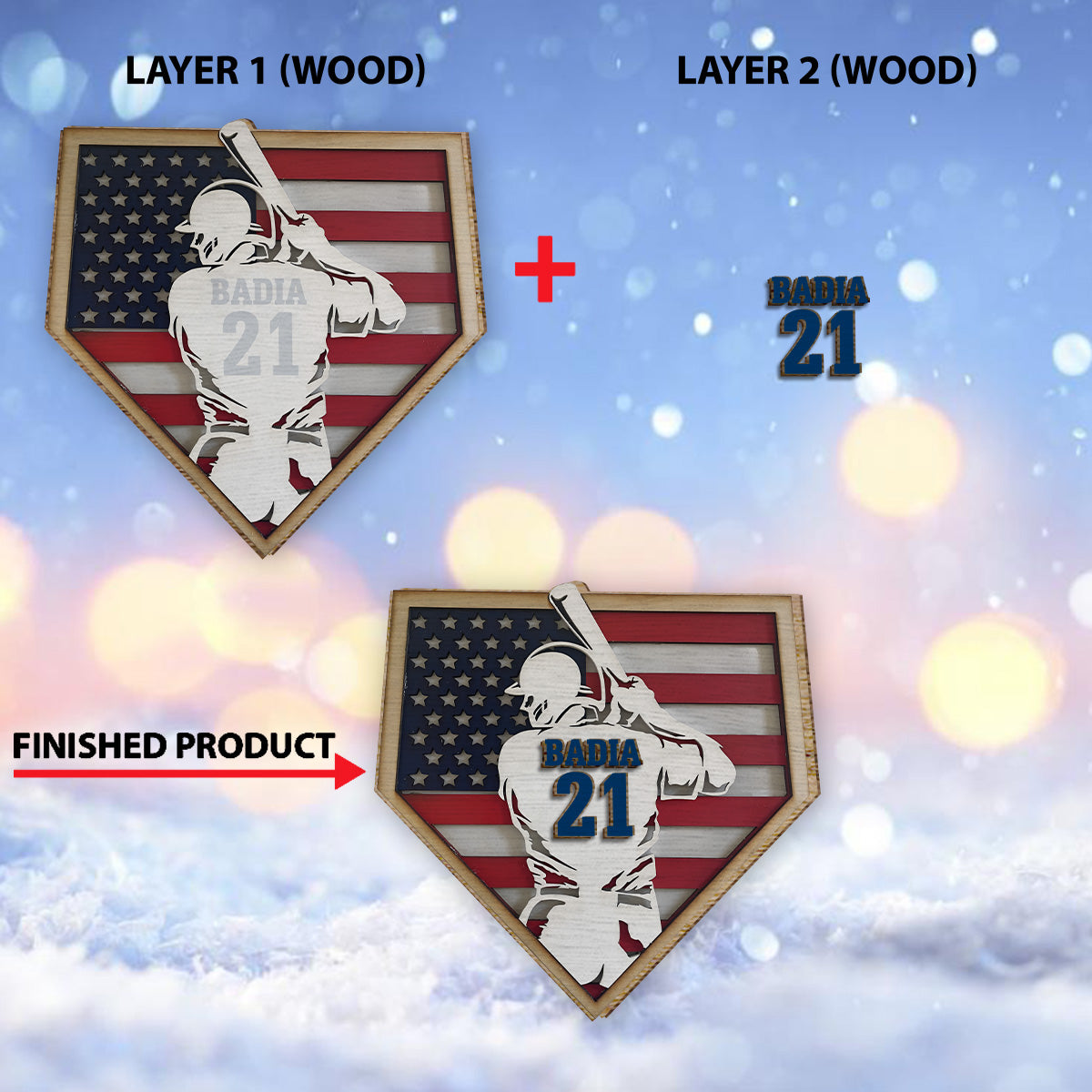 Baseball Season - Personalized Baseball 2 Layered Wood Sign / Wood Plaque