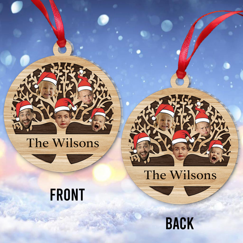 Family Name Christmas Tree Many Colors - Personalized Family Ornament