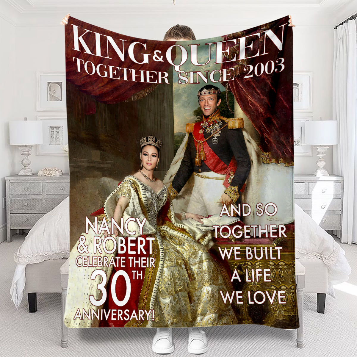 King And Queen - Personalized Husband And Wife Blanket
