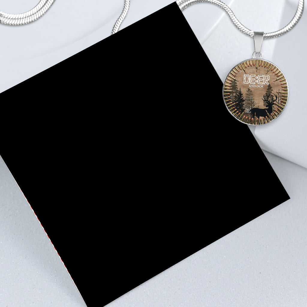 Deer O'Clock - Hunting Round Pendant Necklace