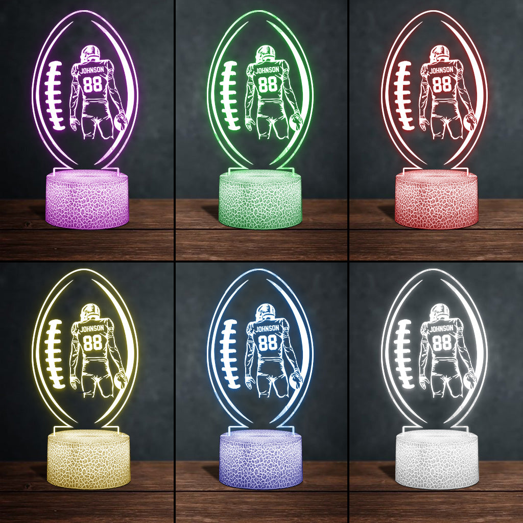 Night Light Football - Football gift for him, boyfriend, husband, son - Personalized Shaped Plaque Light Base