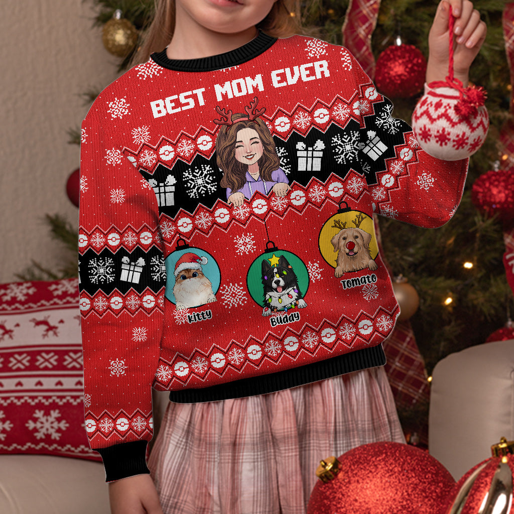 Best Mom Ever - Personalized Dog Ugly Sweater