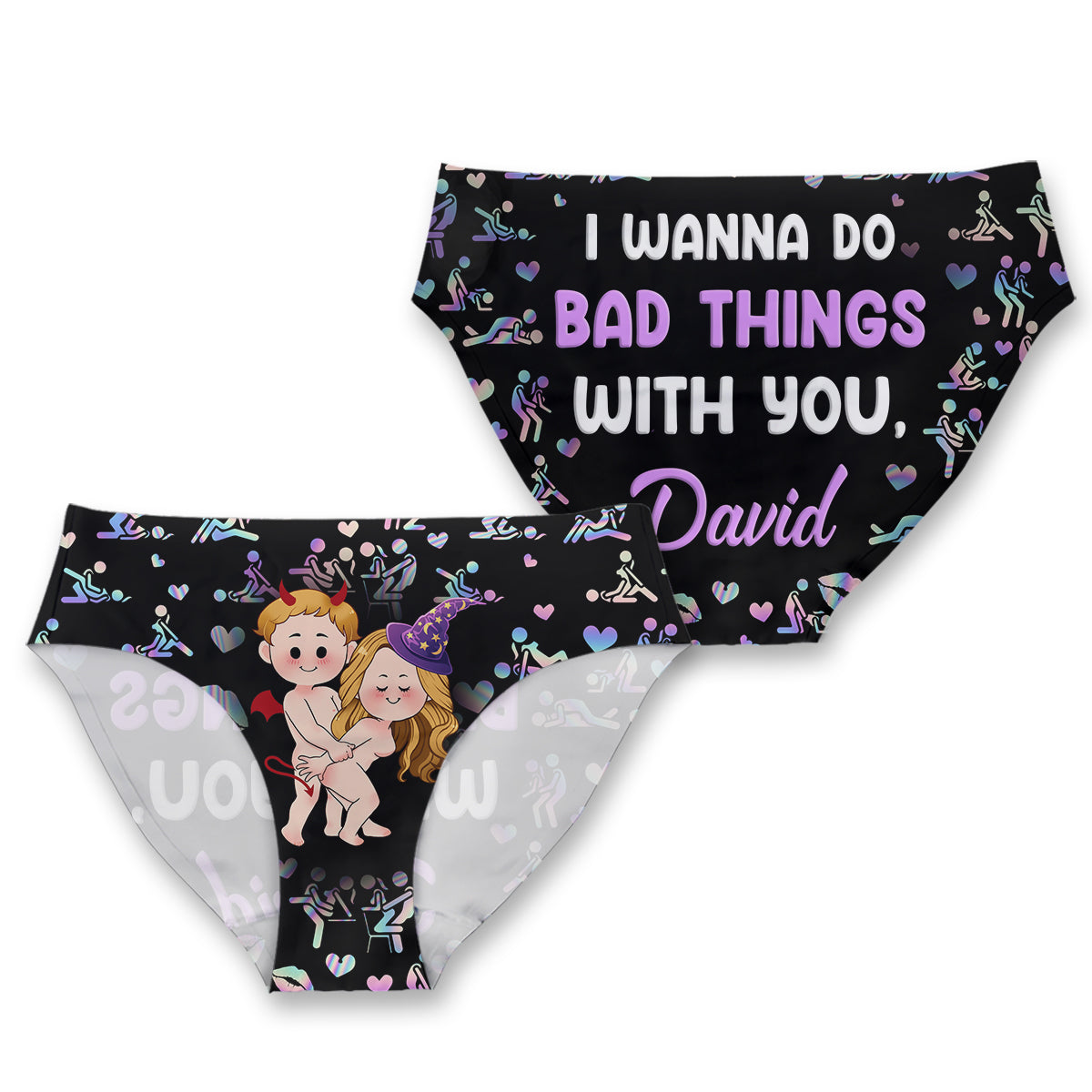 I Wanna Do Bad Things With You - Personalized Couple Women Briefs