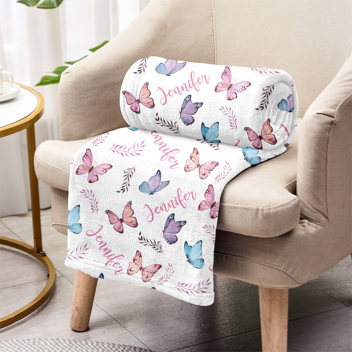 Butterfly Custom Name - Personalized Daughter Blanket