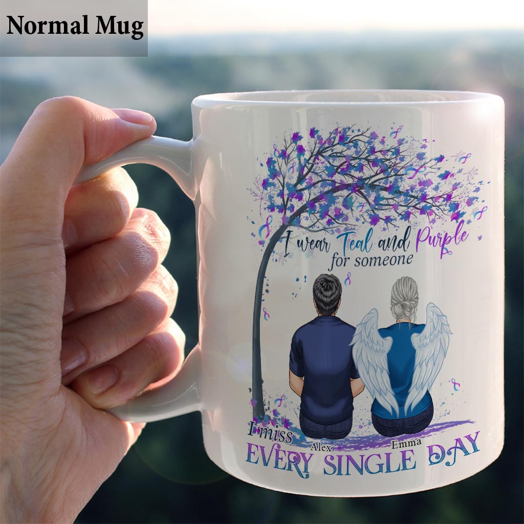 I Wear Teal And Purple - Personalized Suicide Prevention Mug
