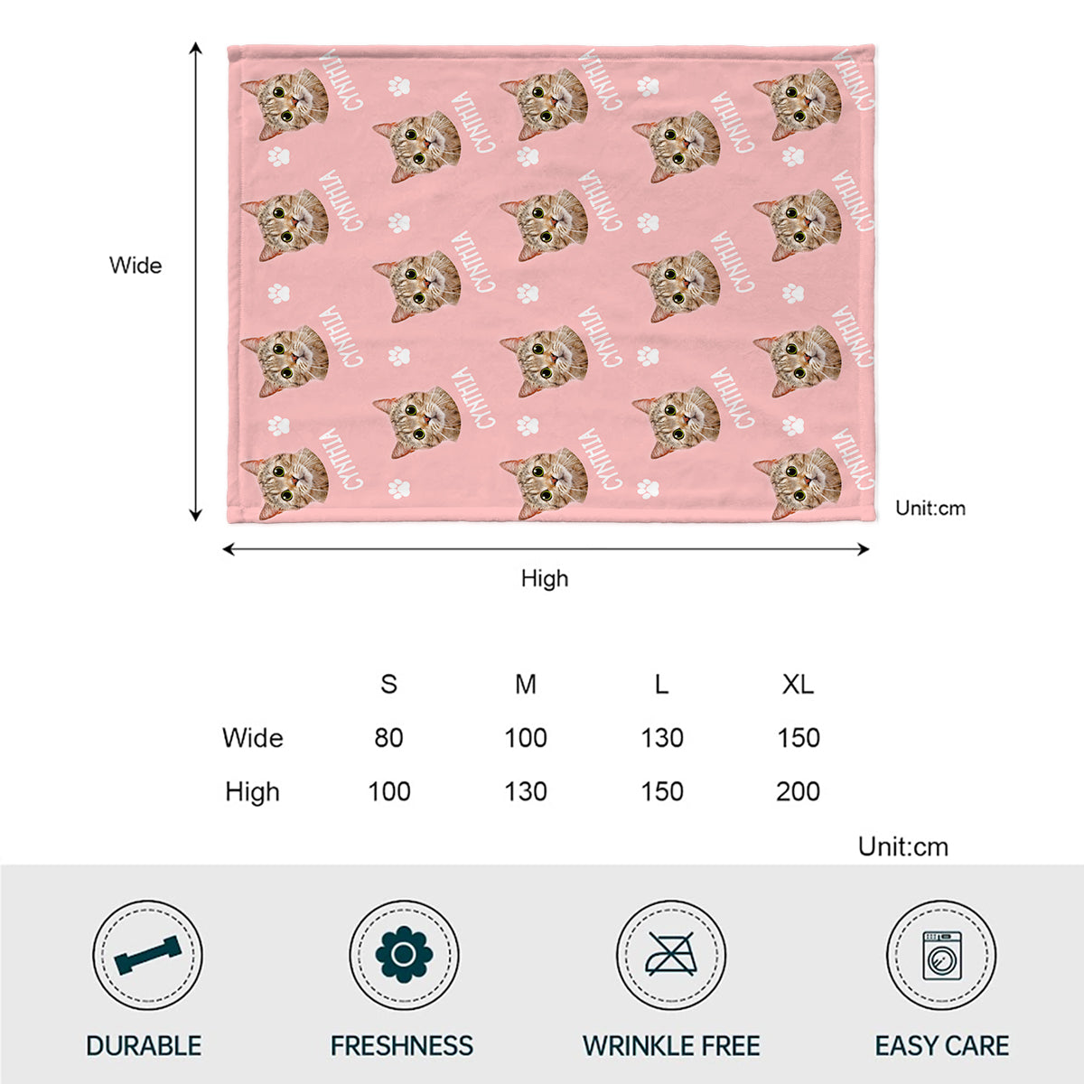 Custom Cat Face - Personalized Cat Blanket