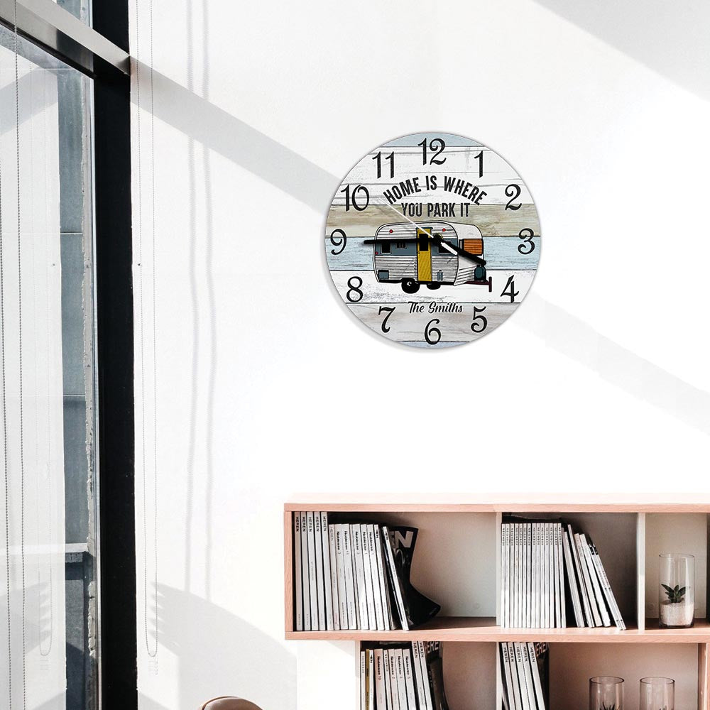 Home Is Where You Park It - Personalized Camping Wall Clock