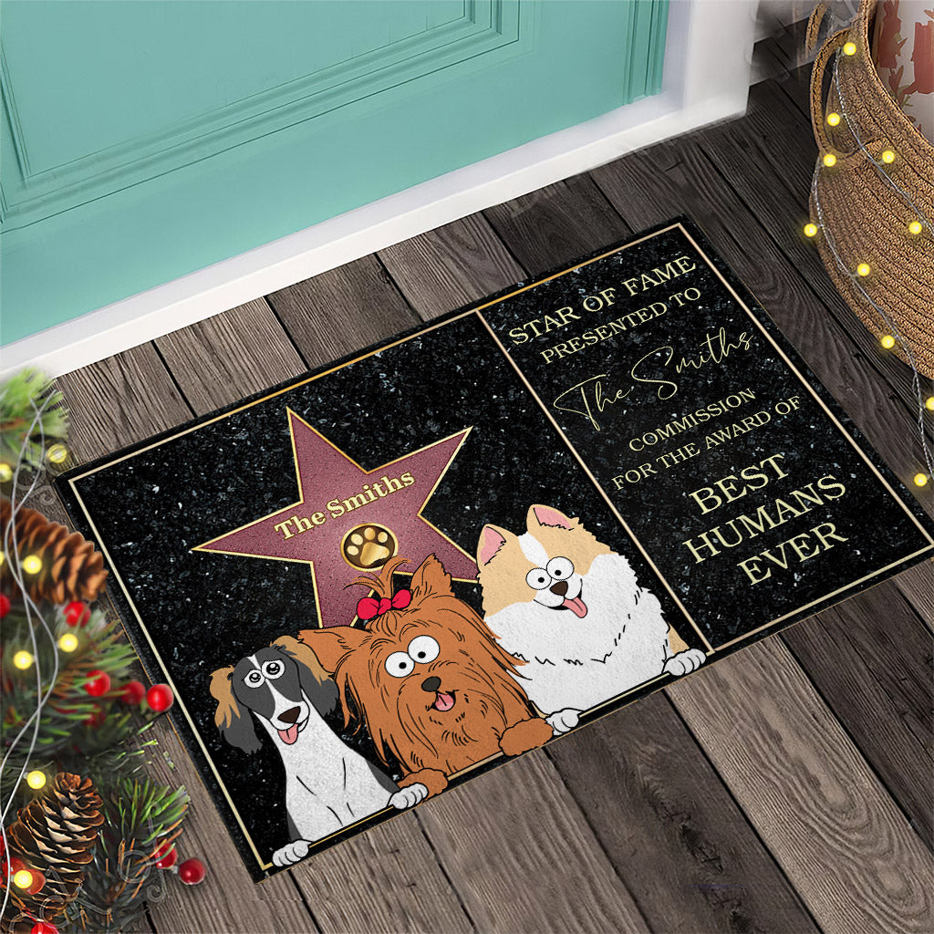 Star Of Fame Best Humans Ever - Personalized Dog Doormat