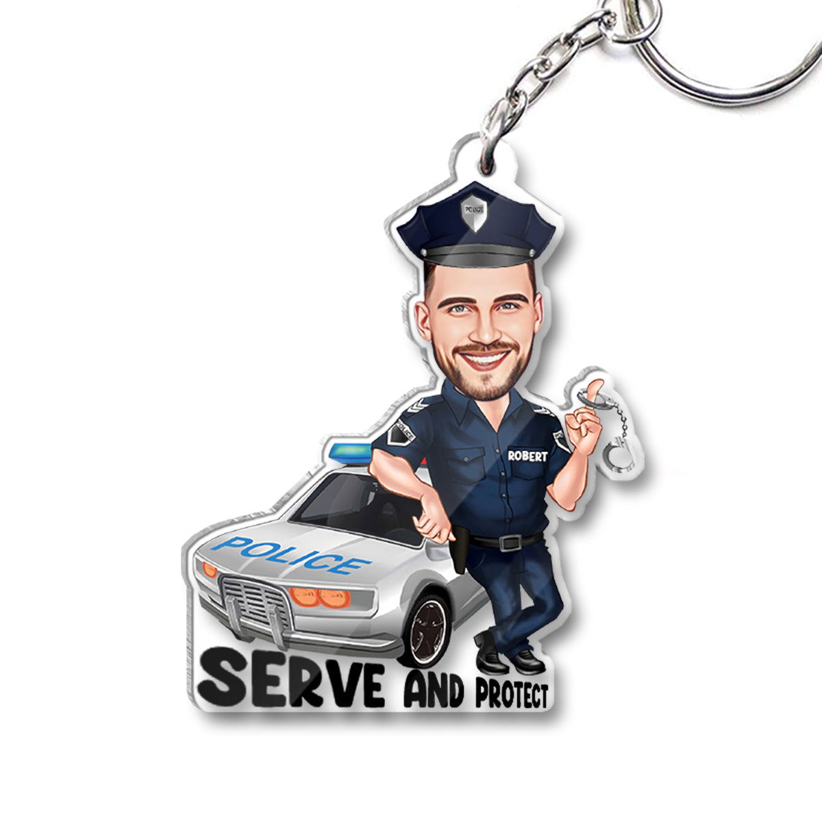 Serve And Protect - Personalized Police Officer Keychain