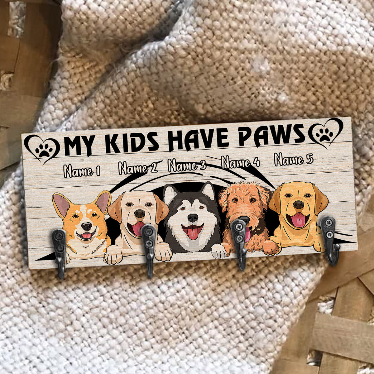 My Kids Have Paws - Personalized Dog Key Rack