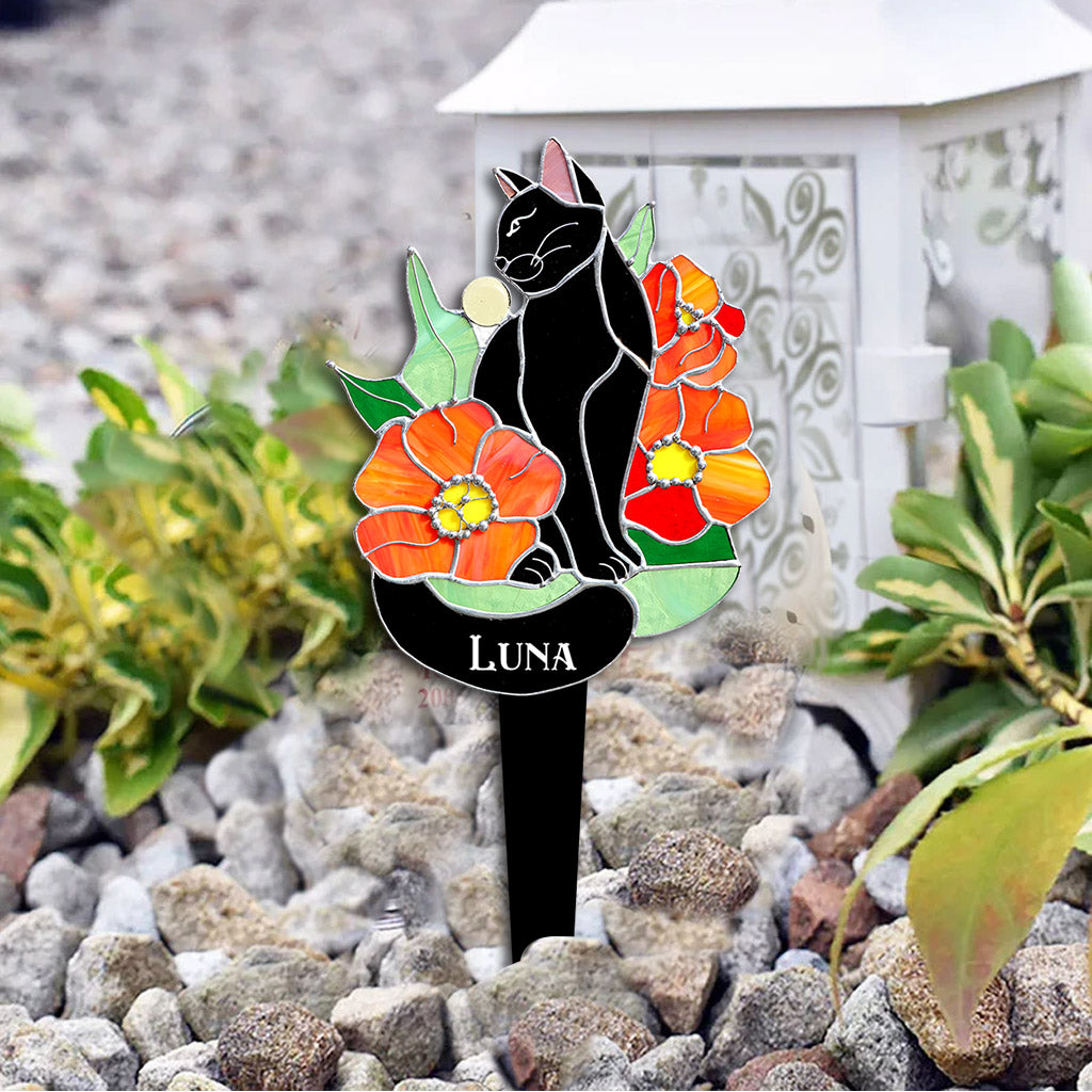 Black Cat - Personalized Black Cat Acrylic Plaque Stake