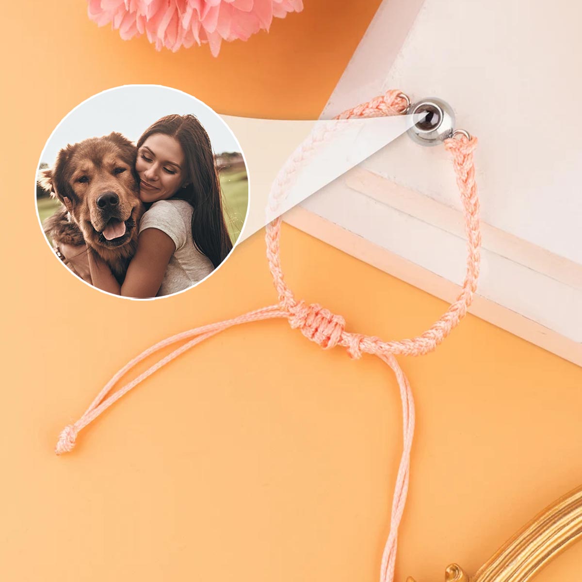 Those We Love Don't Go Away Dog Cat - Gift for dog lovers, who lost dog, who lost cat - Personalized Projection Bracelet