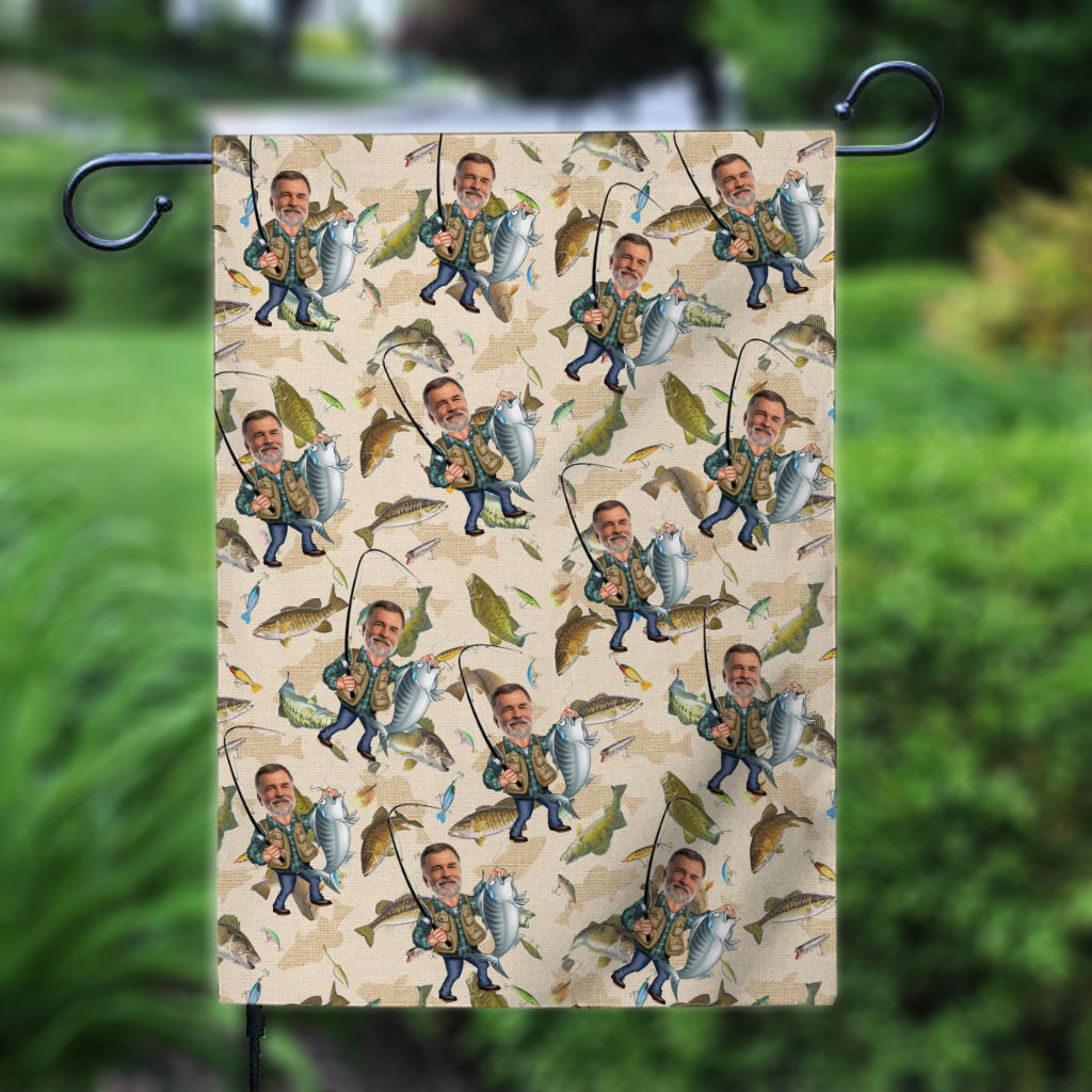 Photo Inserted Funny Fishing - Personalized Fishing Garden Flag
