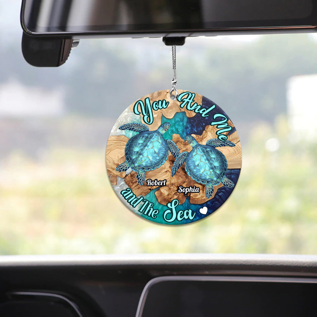 You And Me And The Sea - Personalized Turtle Car Ornament