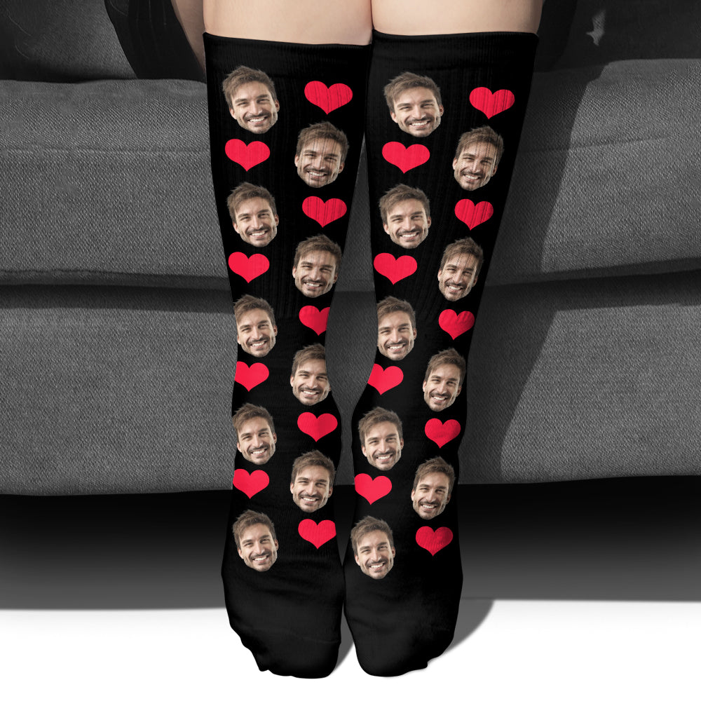 Custom Face Heart Pattern - Personalized Uncle Socks