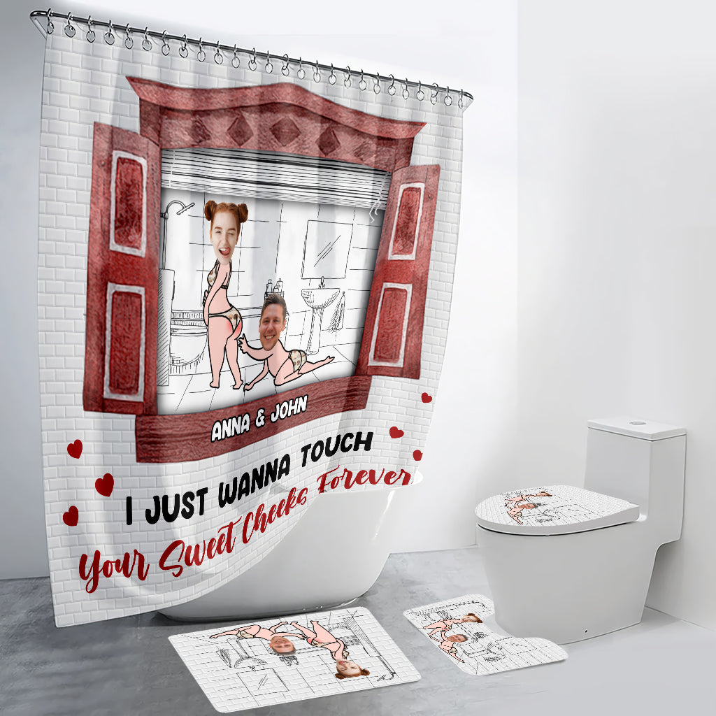 I Just Want To Touch - Personalized Couple Bathroom Curtain & Mats Set