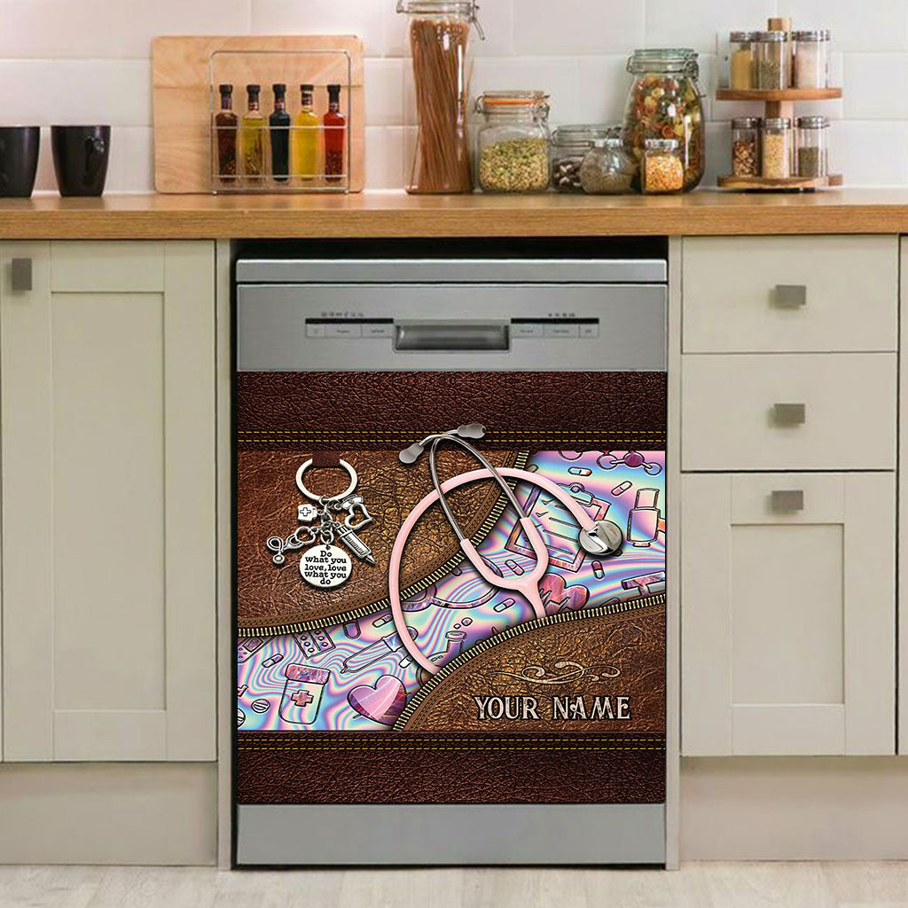 Pink Stethoscope - Personalized Nurse Dishwasher Cover