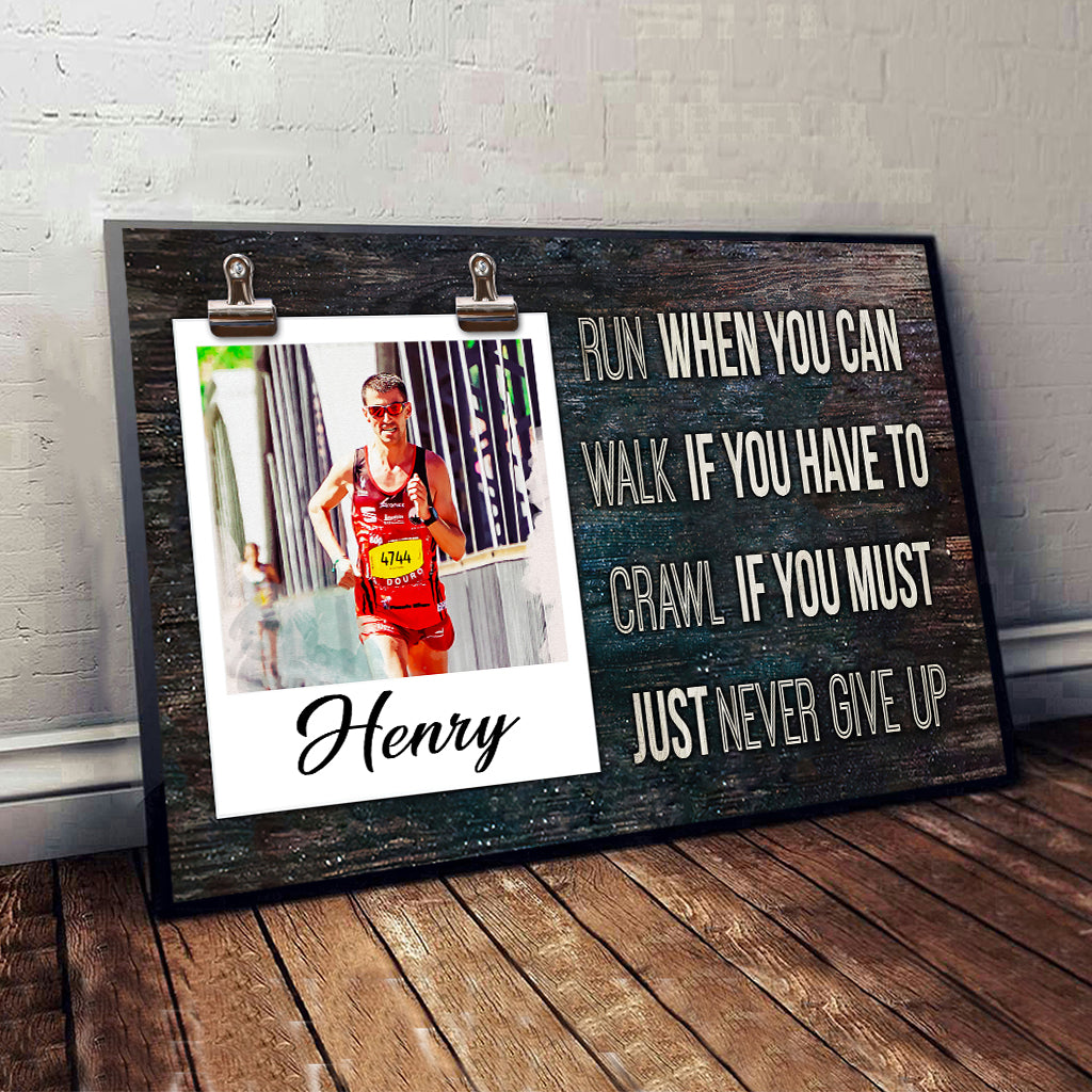 Never Give Up - Personalized Running Canvas And Poster