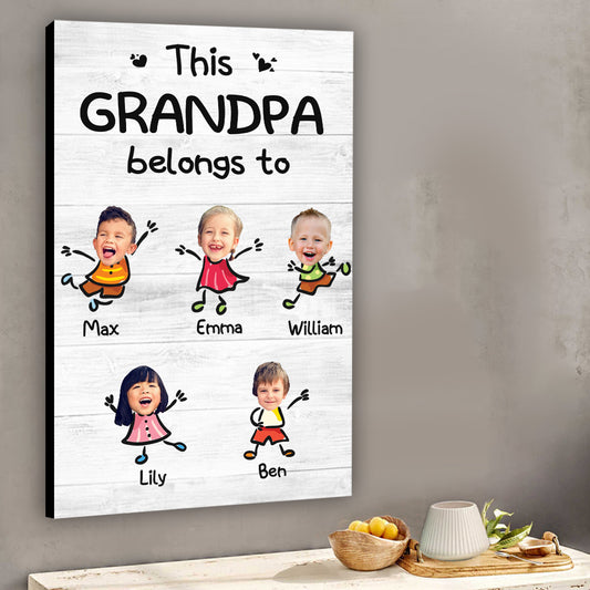 This Grandpa Belongs To - Personalized Grandpa Canvas And Poster
