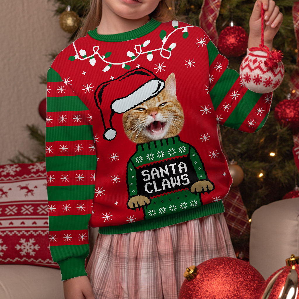 Santa Claws Christmas - Personalized Cat Ugly Sweater