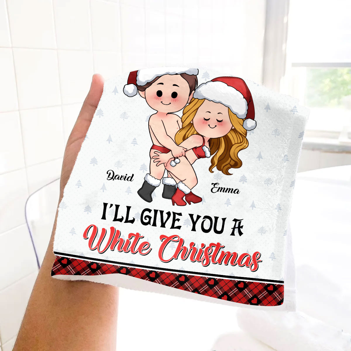A White Christmas - Personalized Couple Golf Towel