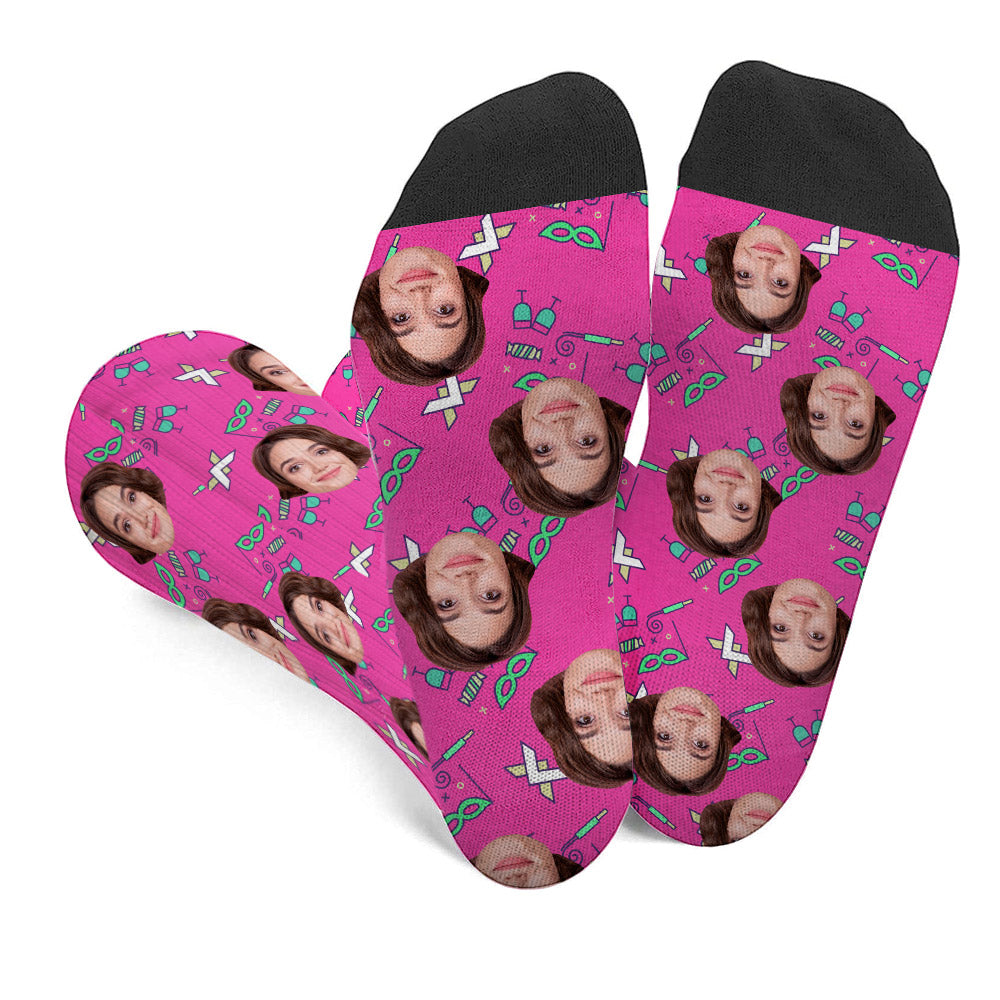 Custom Face Party Pattern - Personalized Aunt Socks