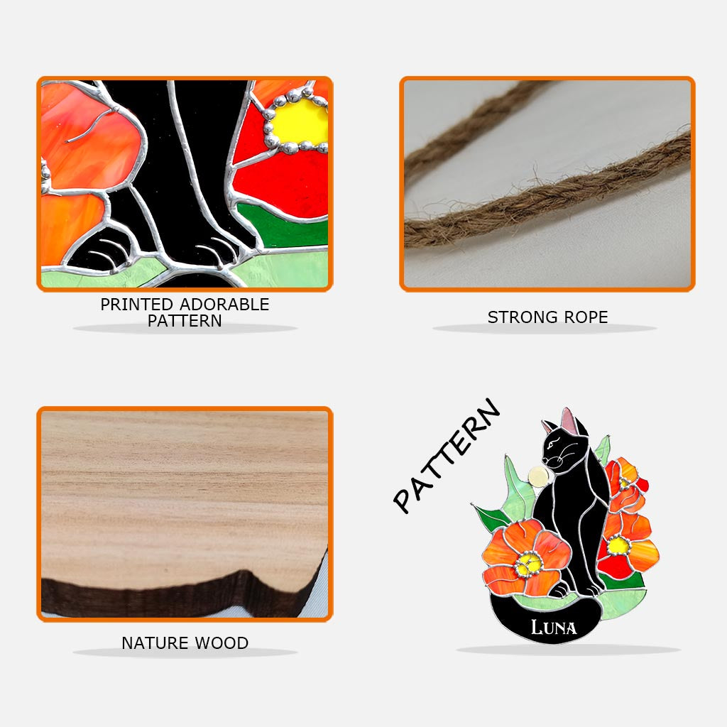 Black Cat - Personalized Black Cat Wood Sign