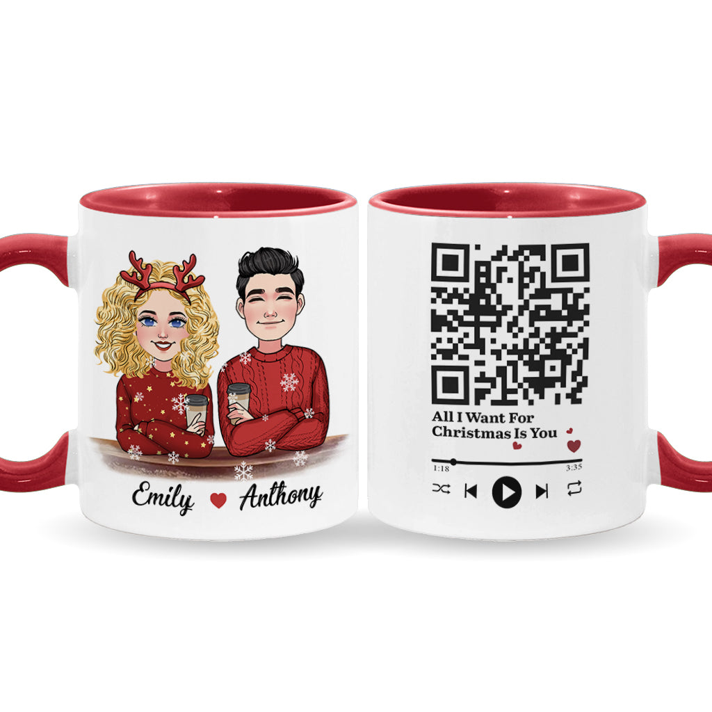 All I Want For Christmas Is You - Personalized Couple Accent Mug