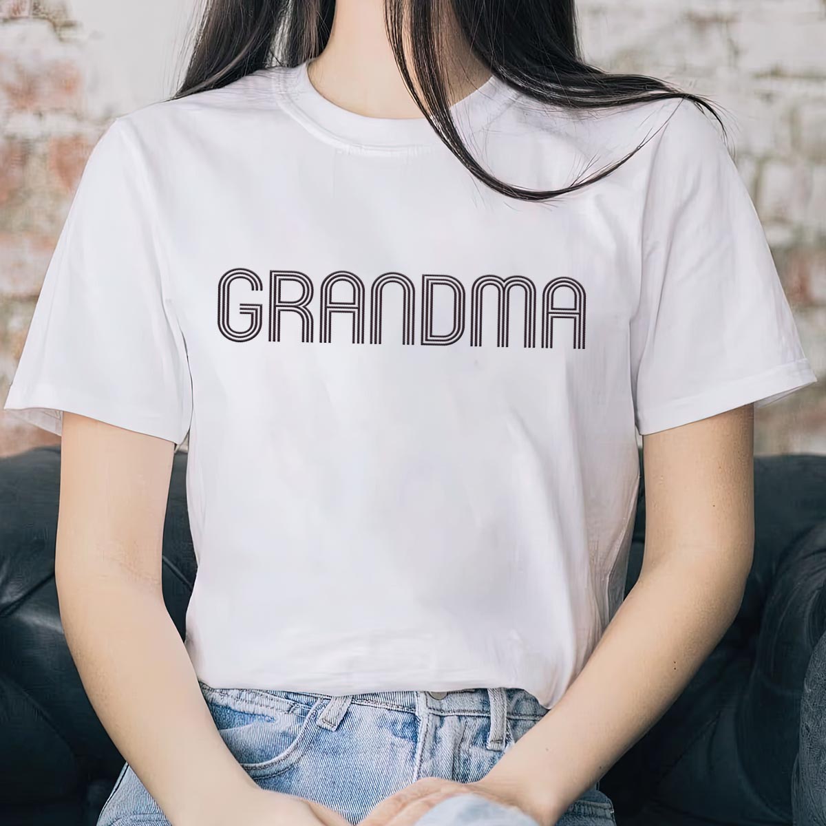 Custom Name - Personalized Grandma Embroidered T-shirt