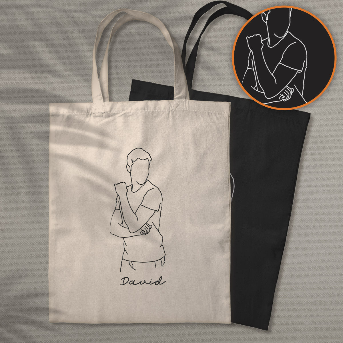 Custom Photo Line Art - Personalized Uncle Embroidered Tote Bag