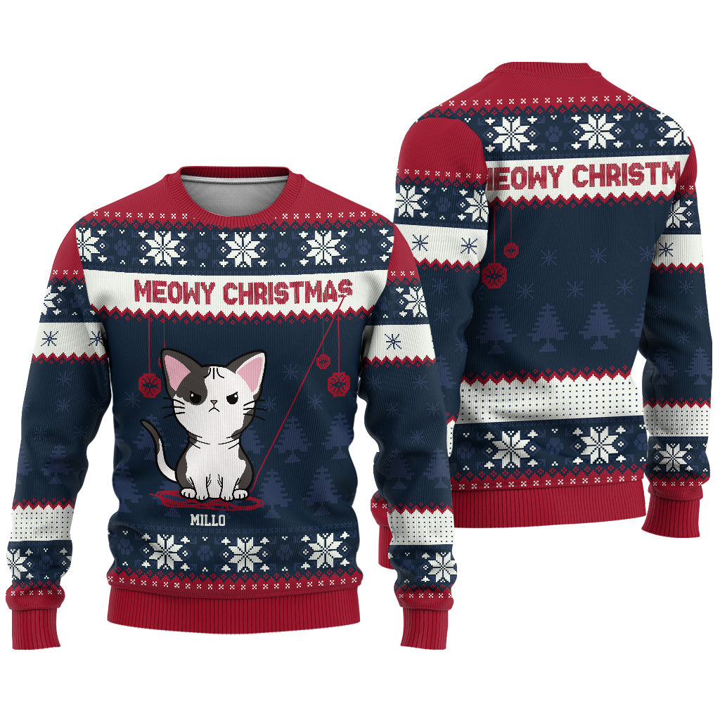 Merry Christmas - Personalized Cat Ugly Sweater